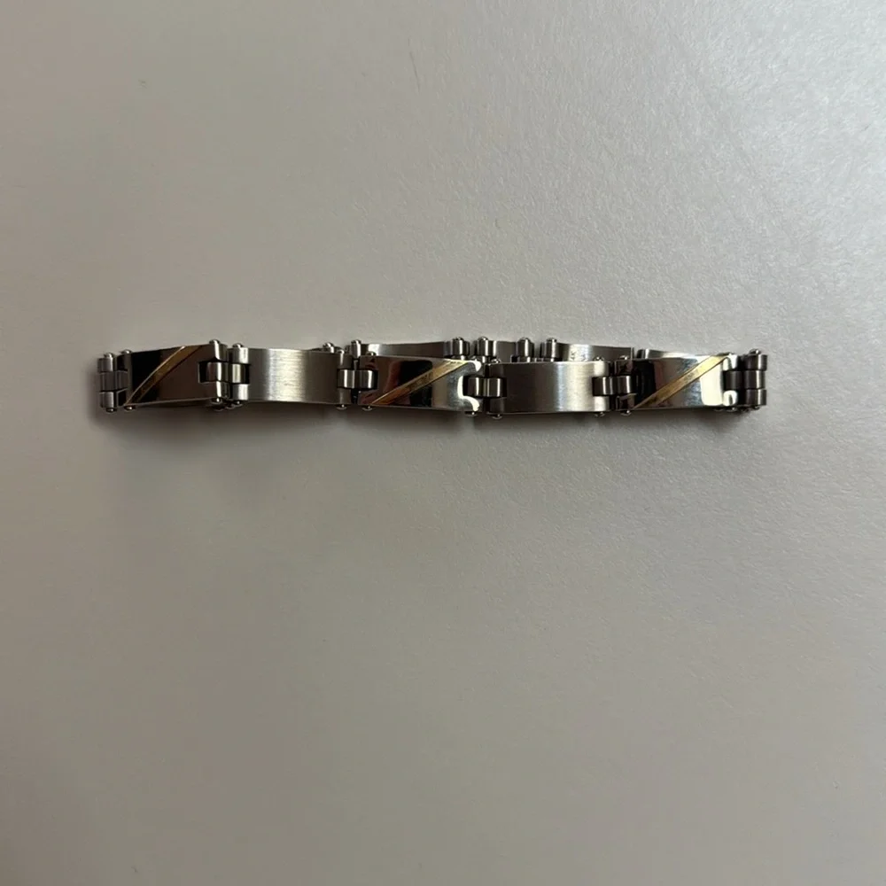 Men’s Stainless Steel / 14k Yellow Gold Link Bracelet